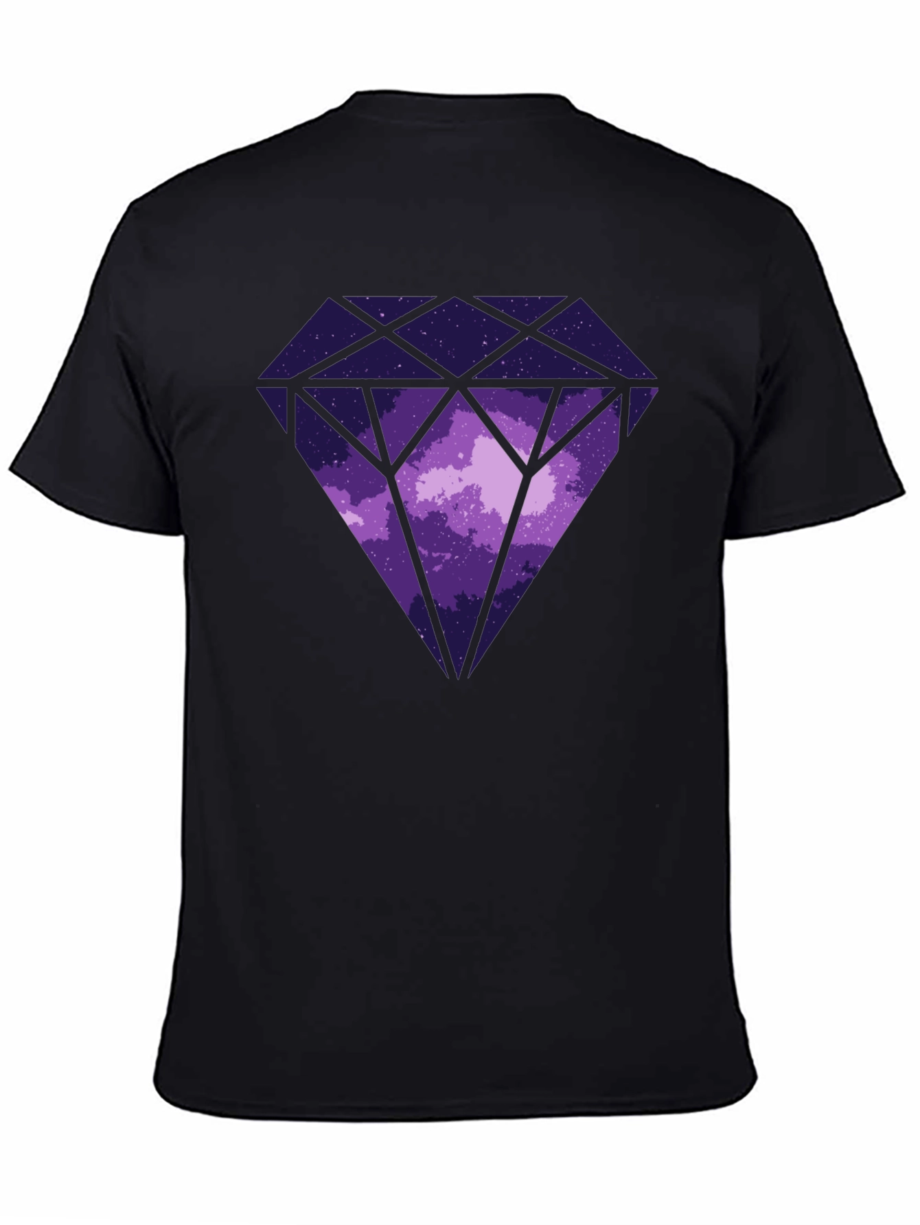Camiseta Negra con Diseño de Diamante Cósmico