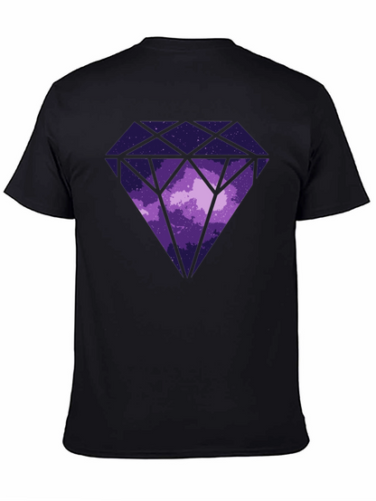 Camiseta Negra con Diseño de Diamante Cósmico