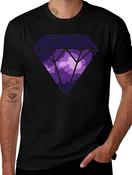Camiseta Negra con Diseño de Diamante Cósmico