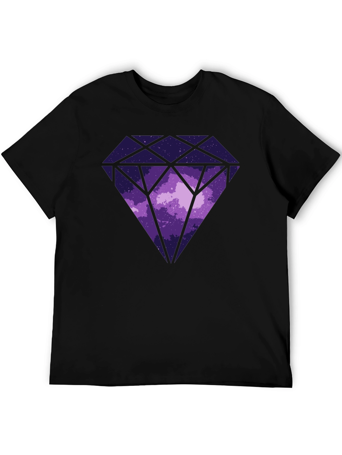 Camiseta Negra con Diseño de Diamante Cósmico