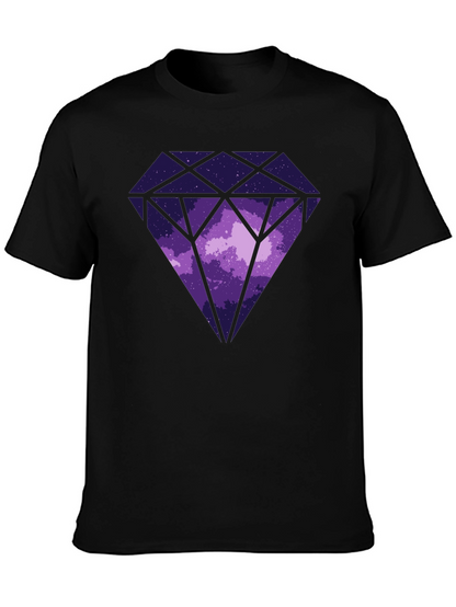 Camiseta Negra con Diseño de Diamante Cósmico