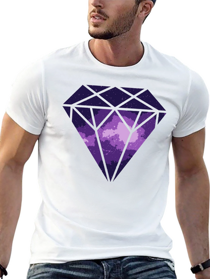 Camiseta Negra con Diseño de Diamante Cósmico