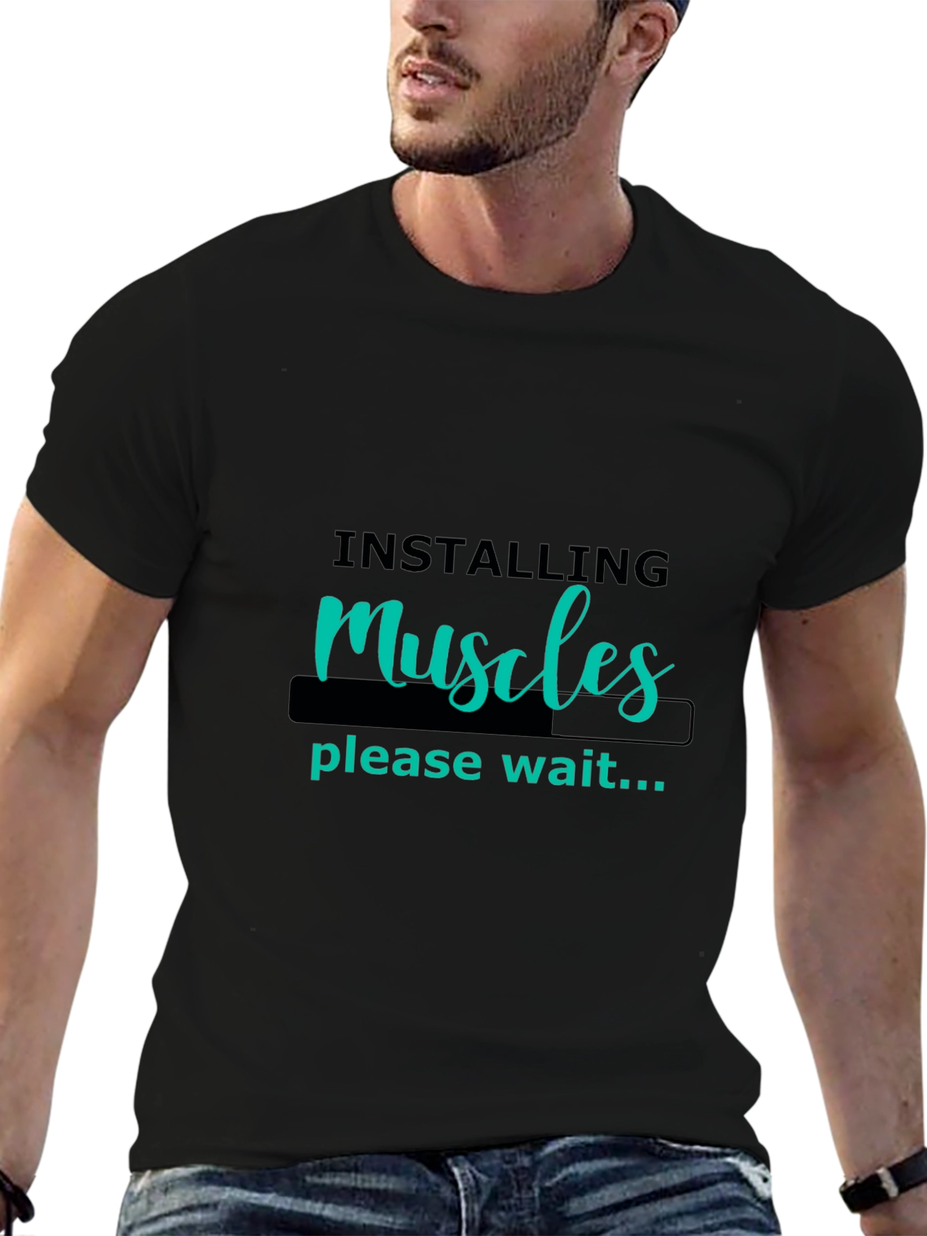 Camiseta Negra Hombre - Instalando Músculos