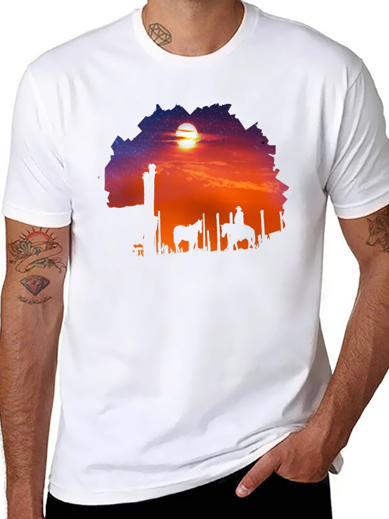 Camiseta Negra Sunset Vaquero
