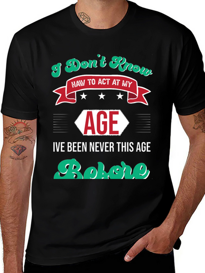 Camiseta Negra con Diseño Humorístico de Edad