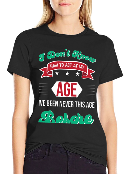 Camiseta Negra con Diseño Humorístico de Edad