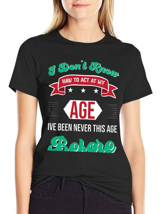 Camiseta Negra con Diseño Humorístico de Edad