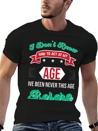 Camiseta Negra con Diseño Humorístico de Edad