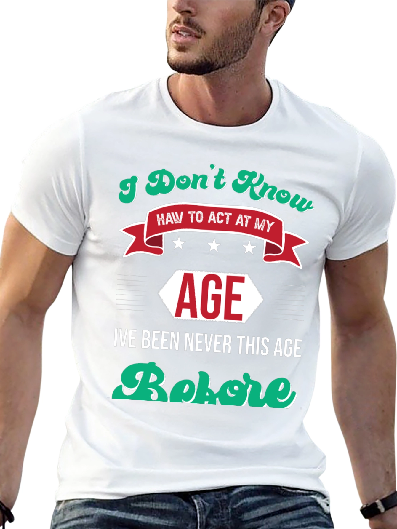 Camiseta Negra con Diseño Humorístico de Edad