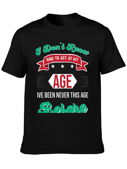 Camiseta Negra con Diseño Humorístico de Edad