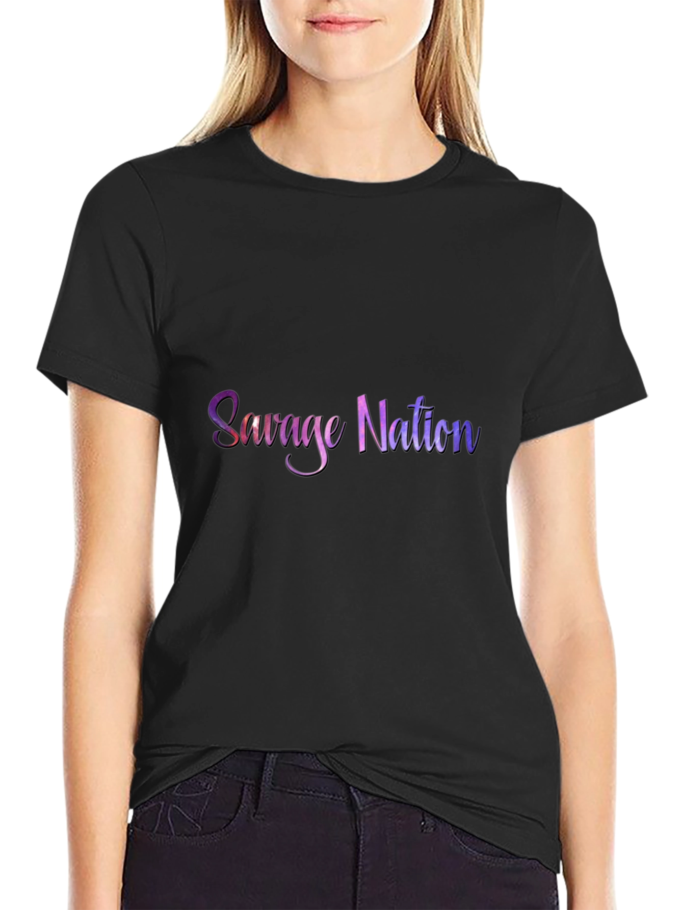 Camiseta Negra Savage Nation Estampada