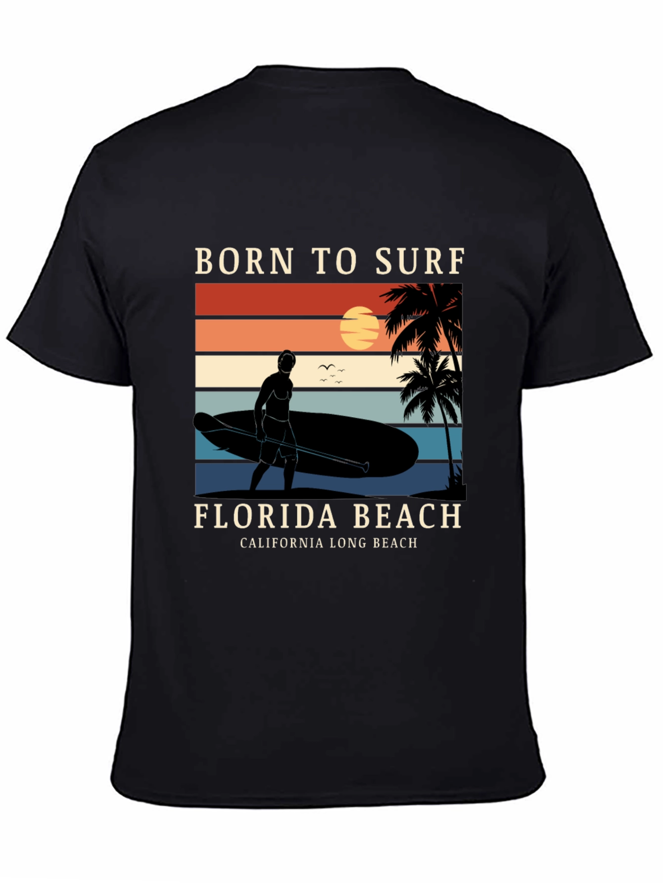 Camiseta Negra Born to Surf Playa California