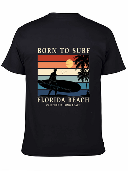 Camiseta Negra Born to Surf Playa California