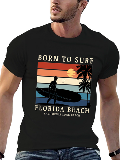 Camiseta Negra Born to Surf Playa California