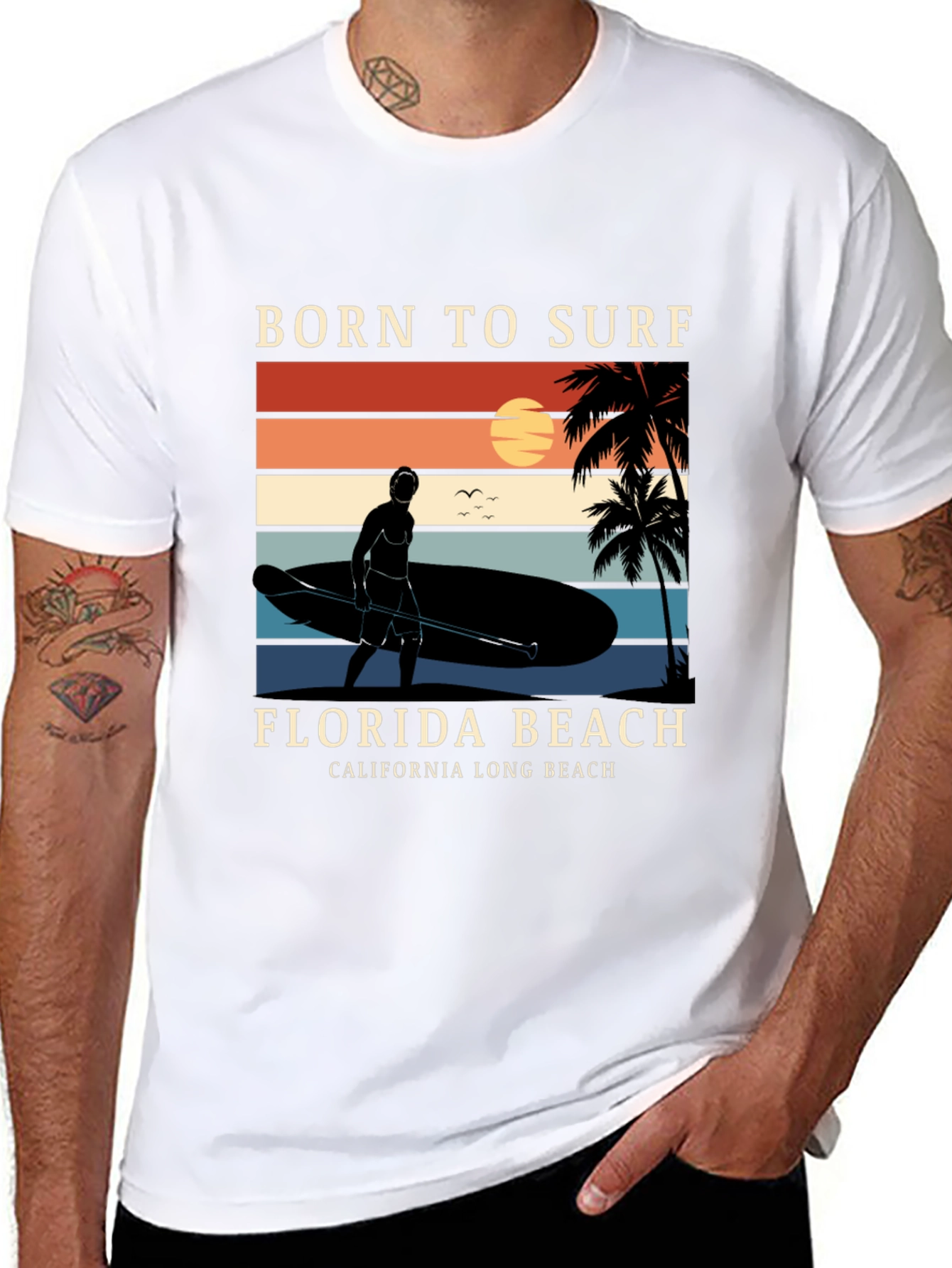 Camiseta Negra Born to Surf Playa California