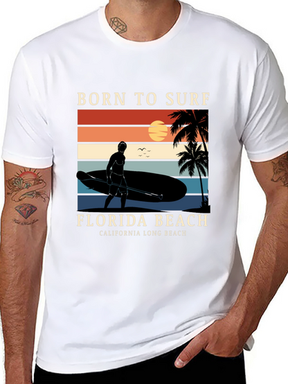 Camiseta Negra Born to Surf Playa California