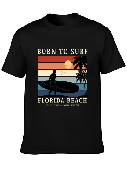 Camiseta Negra Born to Surf Playa California