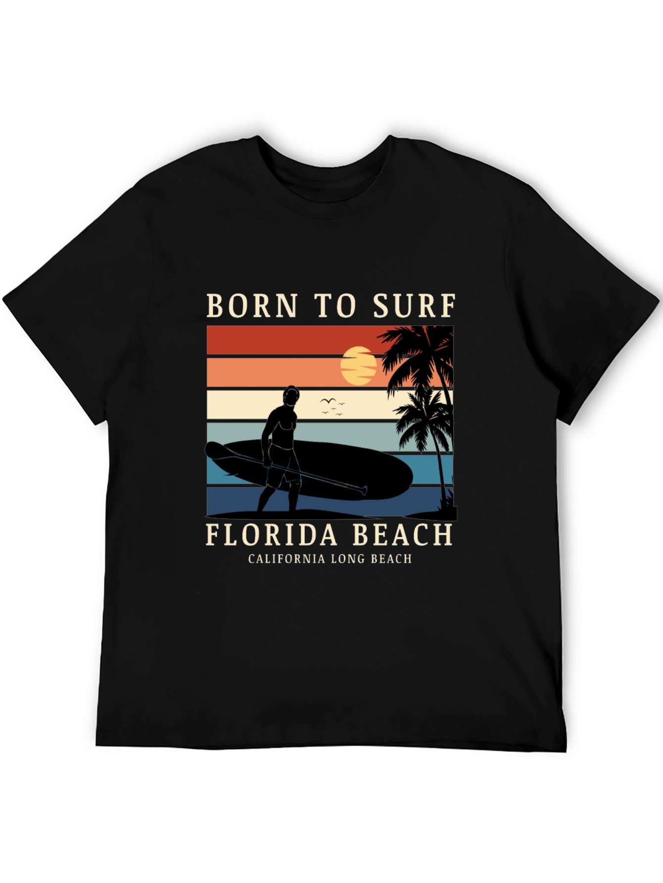 Camiseta Negra Born to Surf Playa California