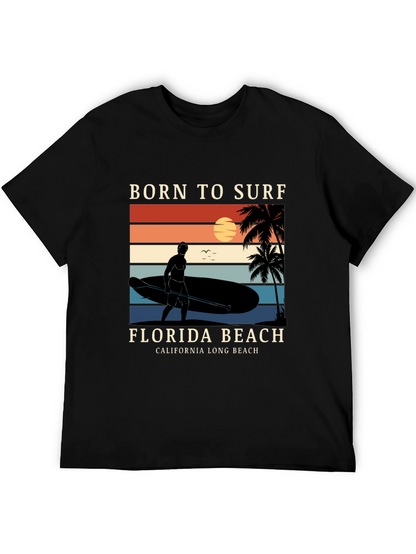 Camiseta Negra Born to Surf Playa California