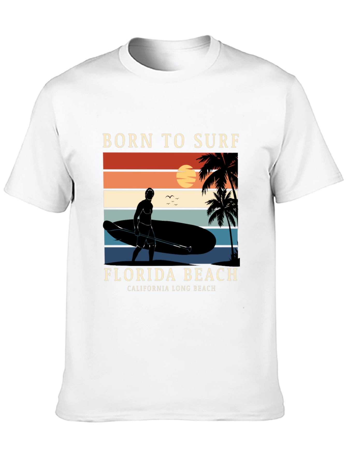 Camiseta Negra Born to Surf Playa California