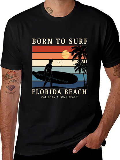 Camiseta Negra Born to Surf Playa California