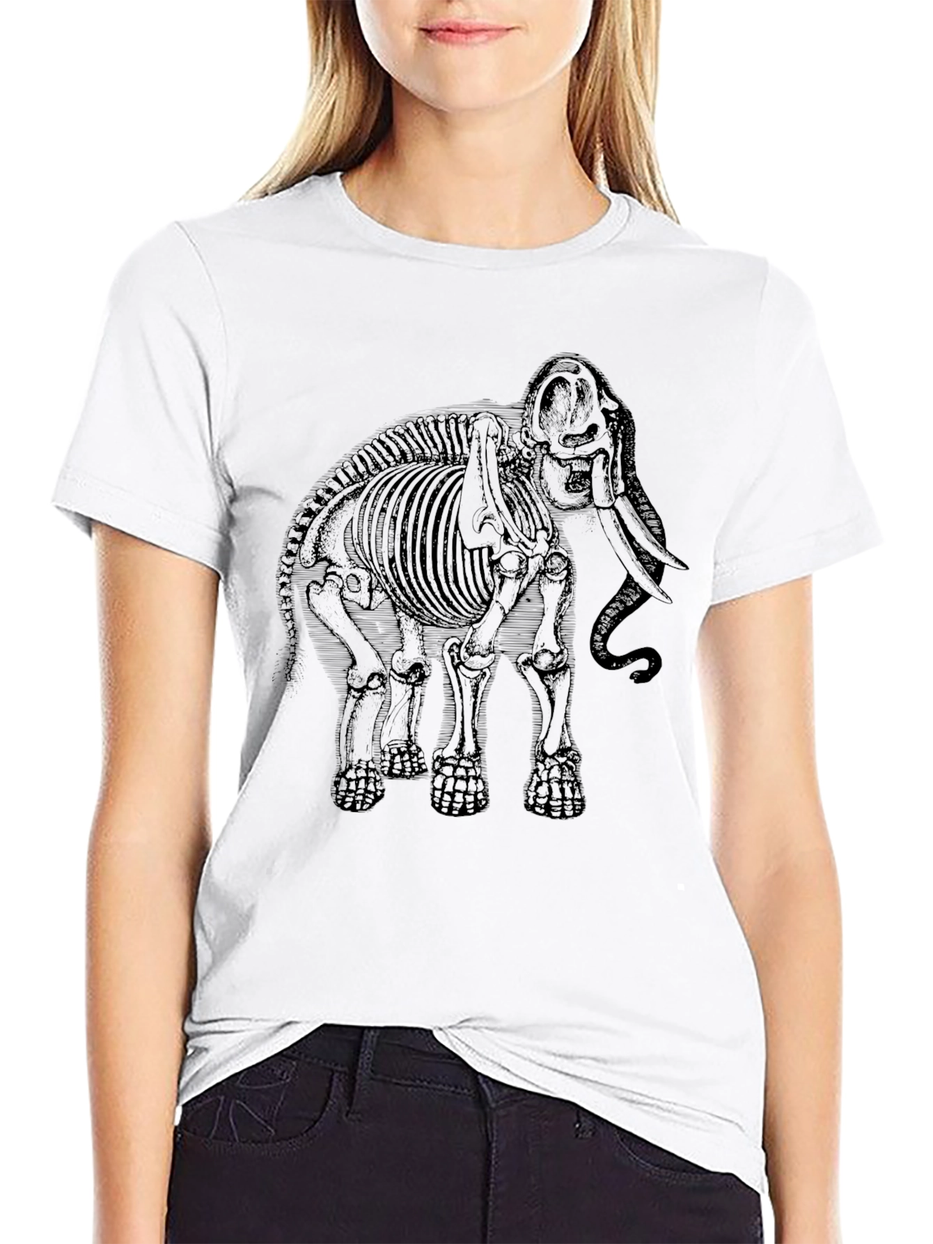 Camiseta Negra Esqueleto de Mamut