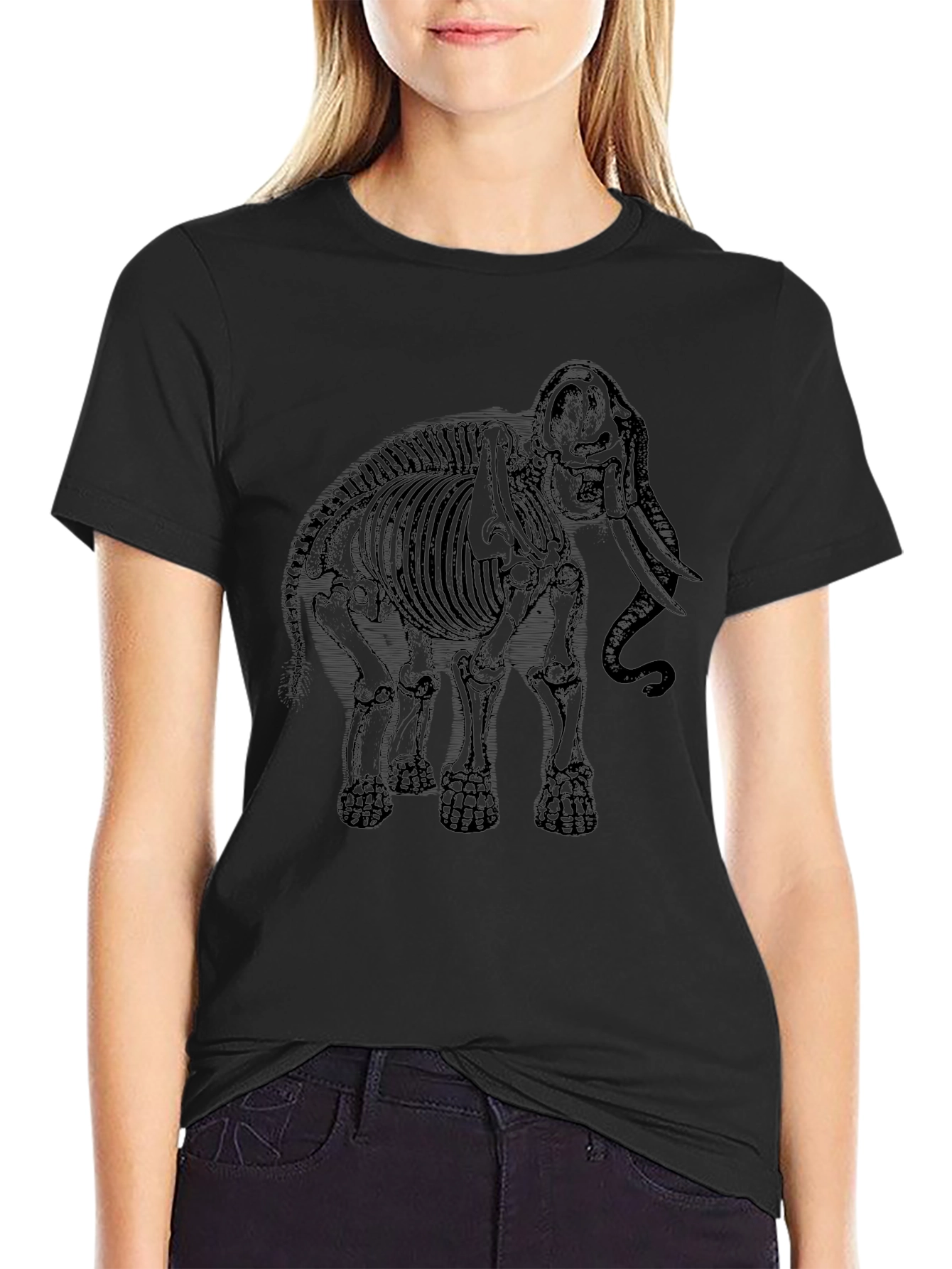 Camiseta Negra Esqueleto de Mamut