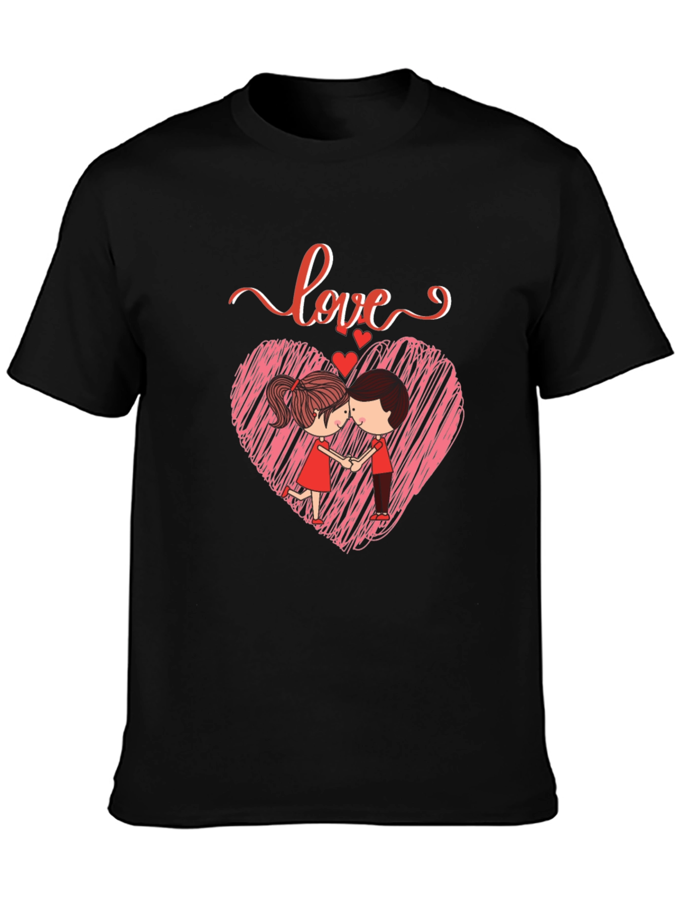 Camiseta Negra con Diseño de Amor Romántico
