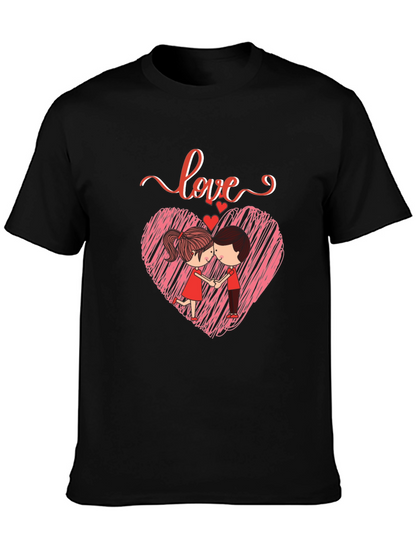Camiseta Negra con Diseño de Amor Romántico