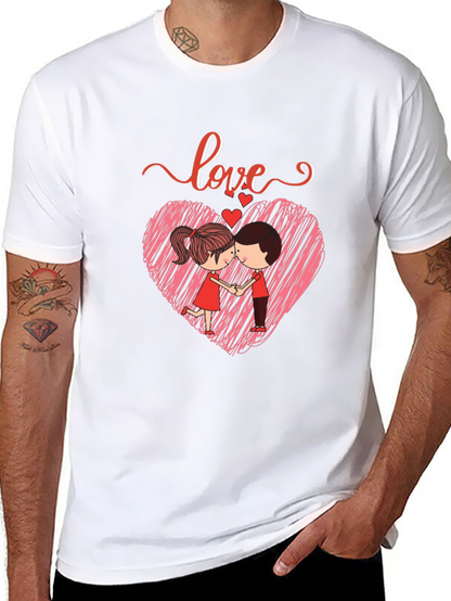 Camiseta Negra con Diseño de Amor Romántico