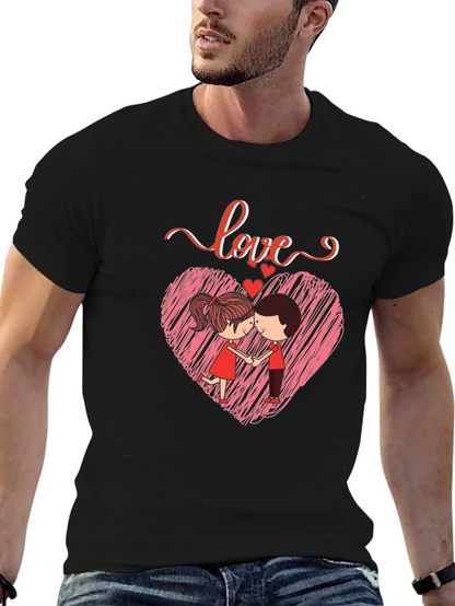 Camiseta Negra con Diseño de Amor Romántico