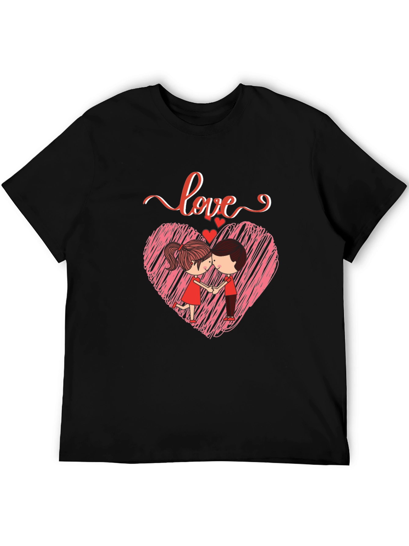 Camiseta Negra con Diseño de Amor Romántico