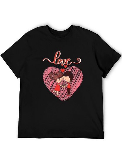 Camiseta Negra con Diseño de Amor Romántico