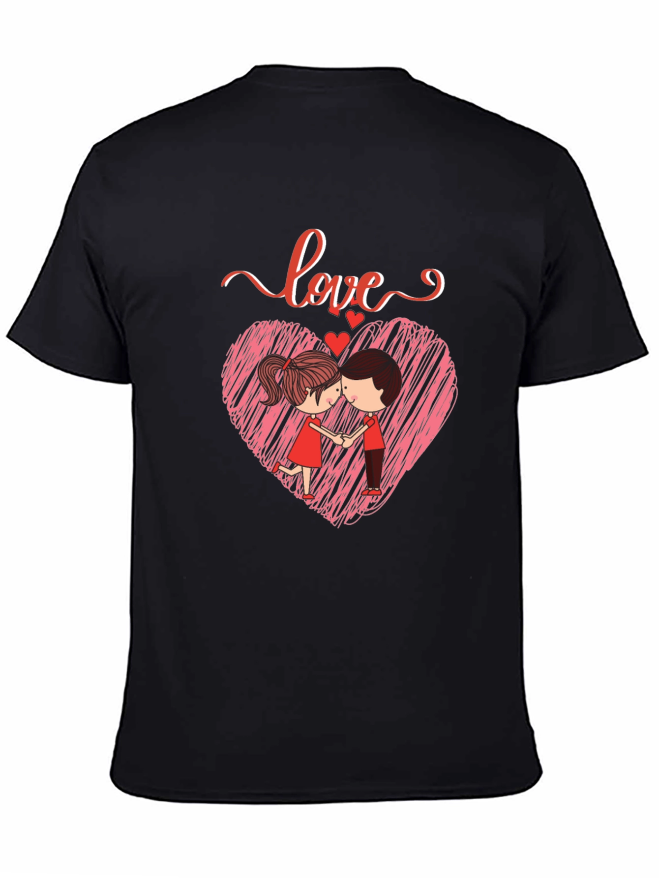 Camiseta Negra con Diseño de Amor Romántico
