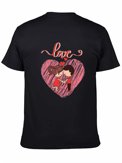 Camiseta Negra con Diseño de Amor Romántico