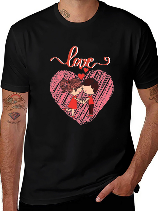 Camiseta Negra con Diseño de Amor Romántico