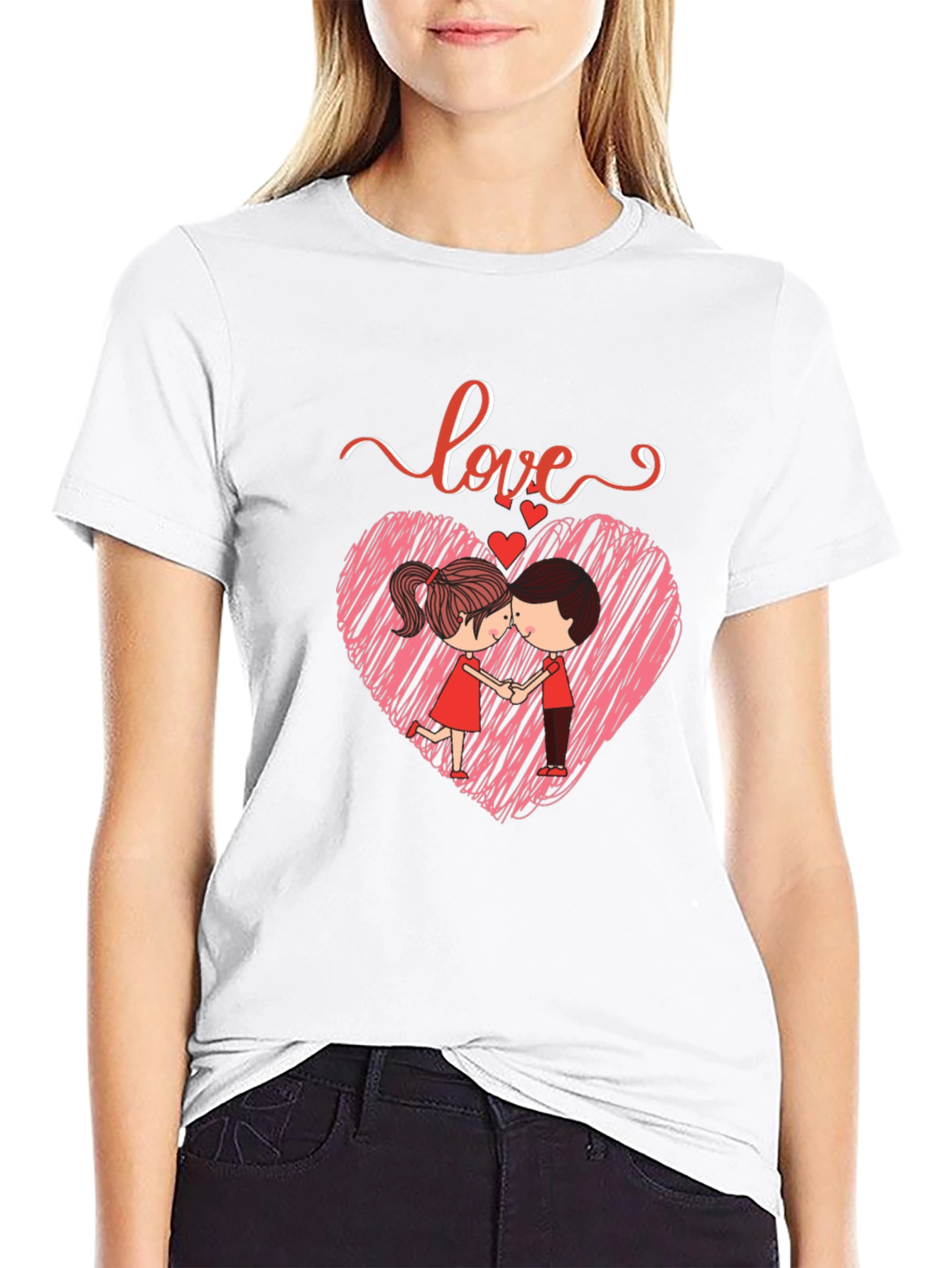 Camiseta Negra con Diseño de Amor Romántico