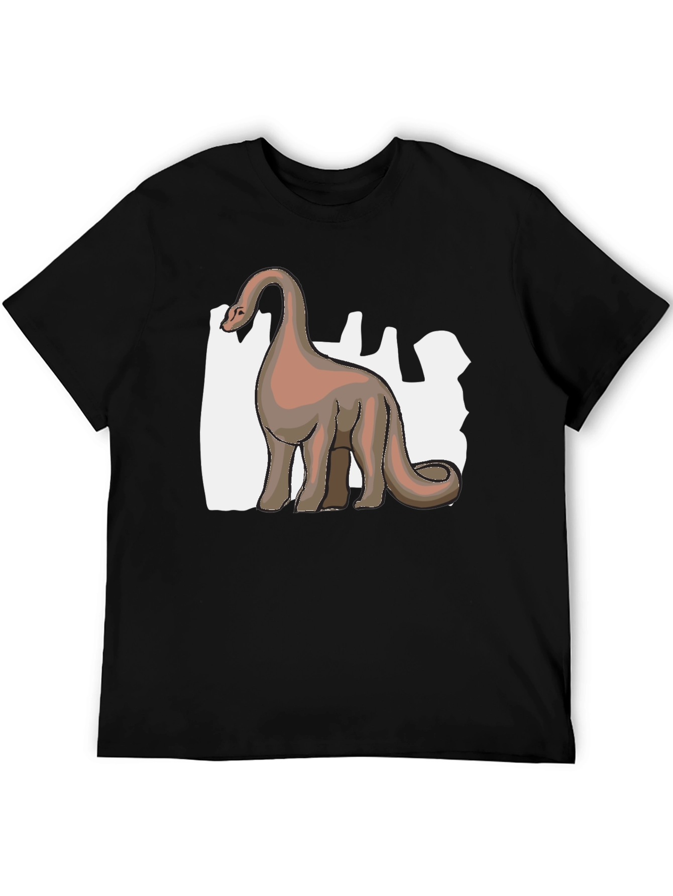 Camiseta Negra Dinosaurio Cuello Largo Diseño Único
