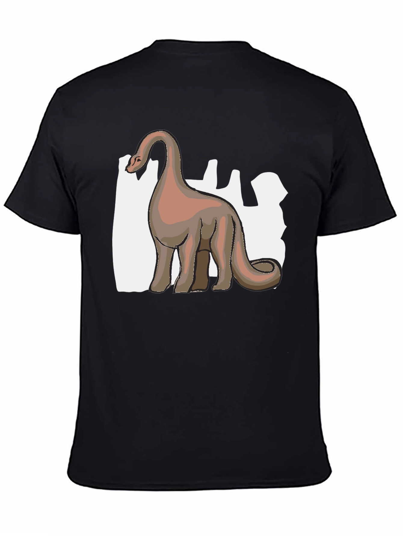 Camiseta Negra Dinosaurio Cuello Largo Diseño Único