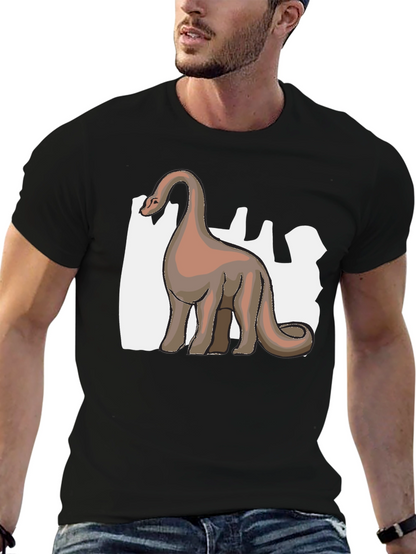 Camiseta Negra Dinosaurio Cuello Largo Diseño Único