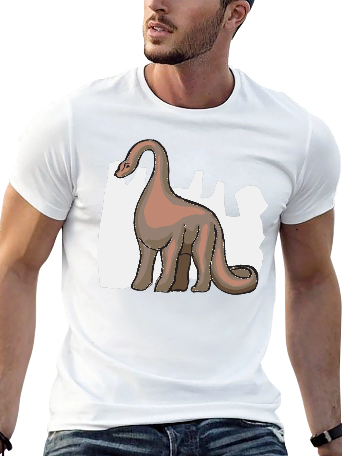 Camiseta Negra Dinosaurio Cuello Largo Diseño Único