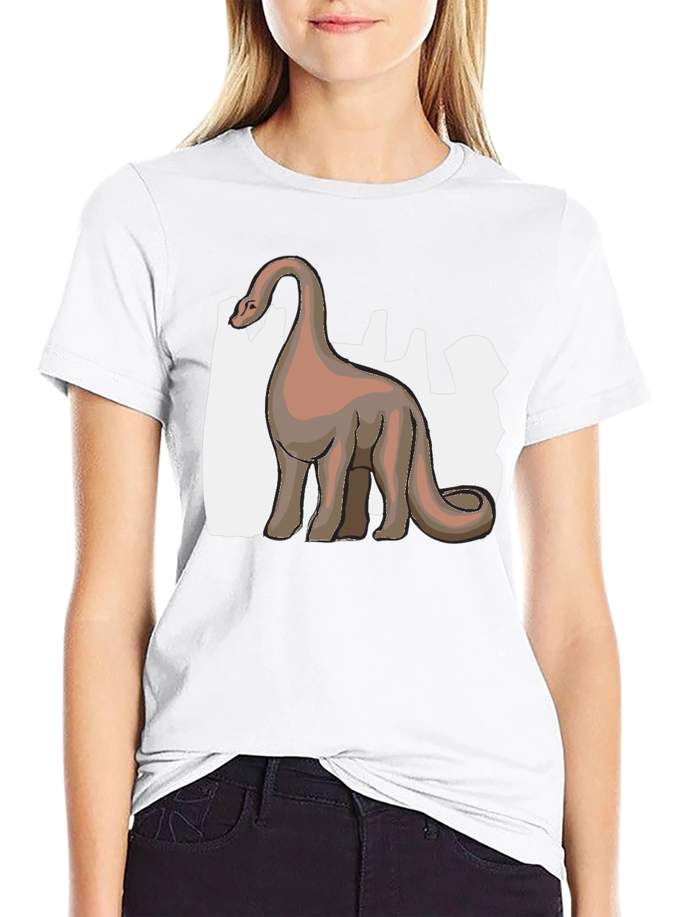 Camiseta Negra Dinosaurio Cuello Largo Diseño Único