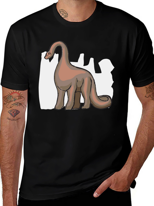 Camiseta Negra Dinosaurio Cuello Largo Diseño Único