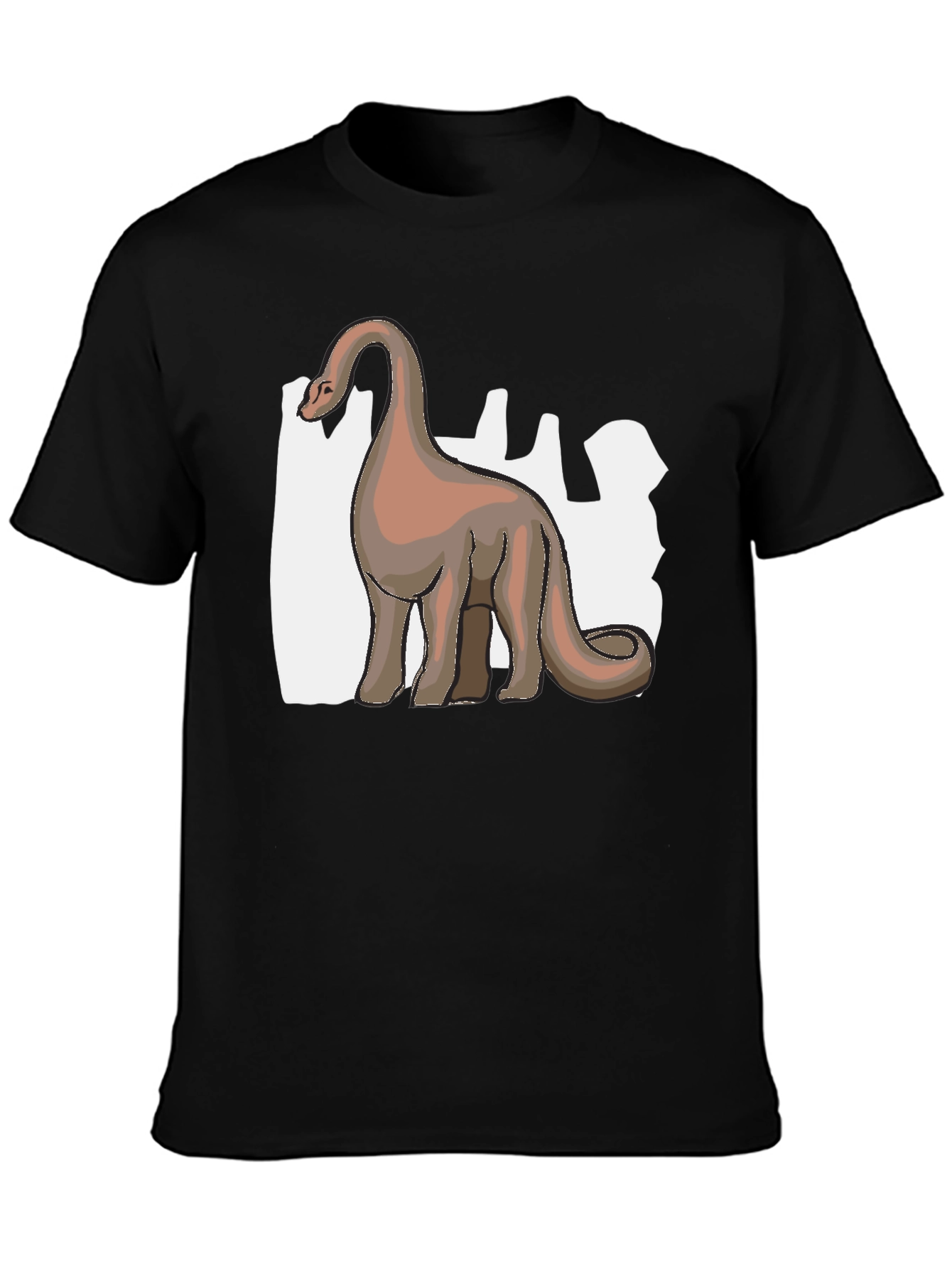 Camiseta Negra Dinosaurio Cuello Largo Diseño Único