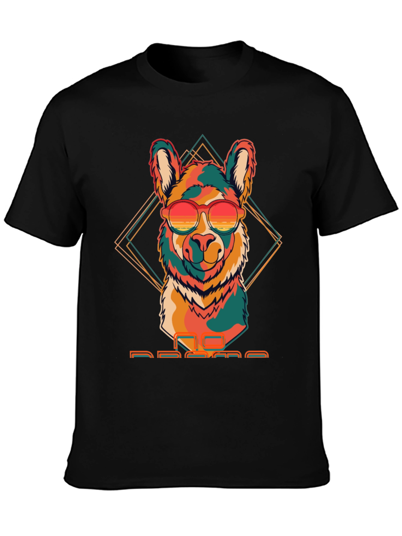 Camiseta Negra con Llama Retro con Gafas de Sol