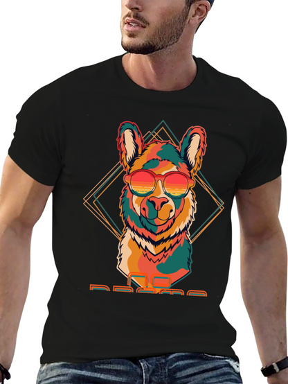 Camiseta Negra con Llama Retro con Gafas de Sol