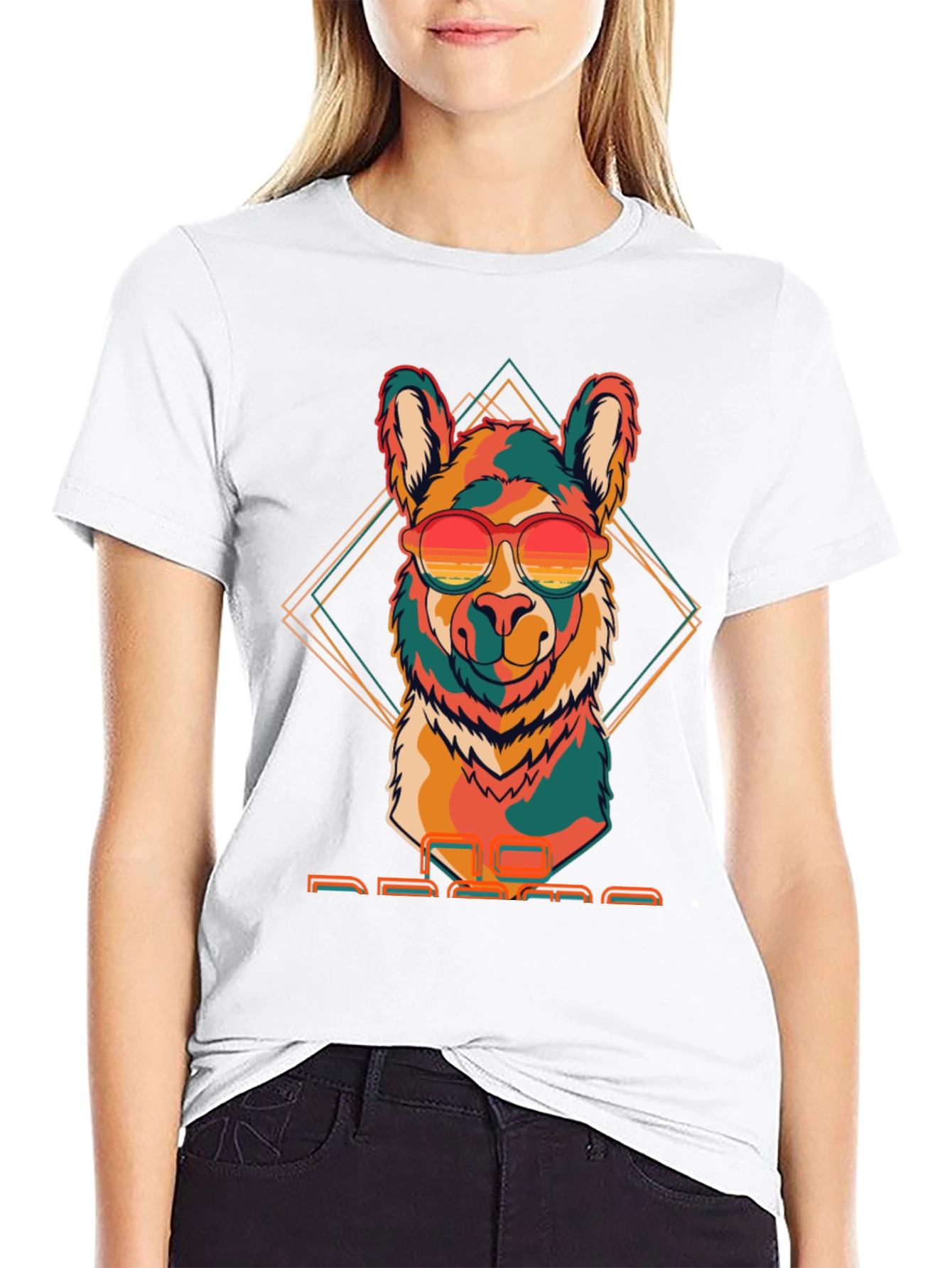 Camiseta Negra con Llama Retro con Gafas de Sol