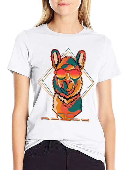 Camiseta Negra con Llama Retro con Gafas de Sol