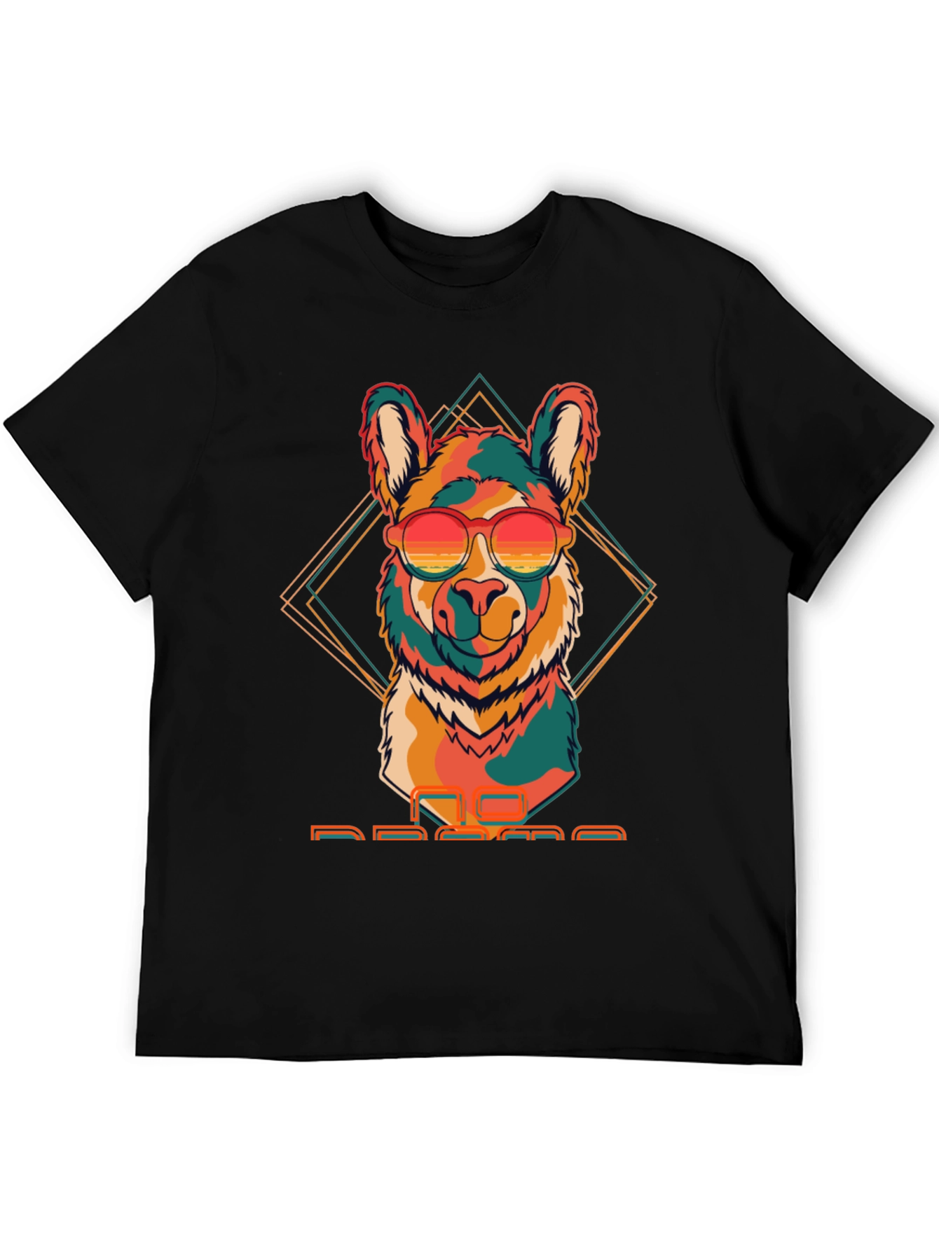 Camiseta Negra con Llama Retro con Gafas de Sol