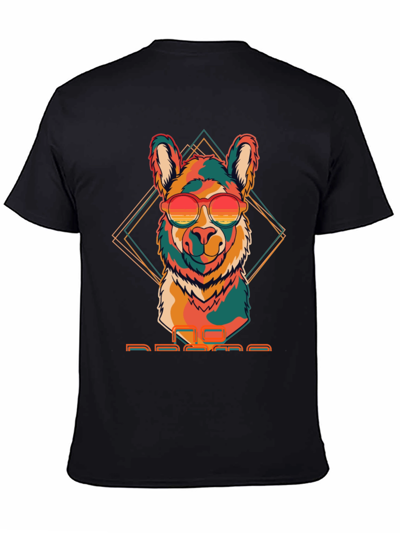 Camiseta Negra con Llama Retro con Gafas de Sol